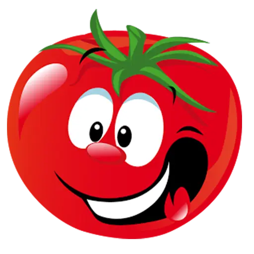 Cartoon Tomato with Smiling Expression