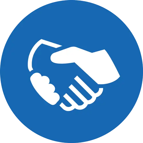 Handshake Icon with Blue Circle