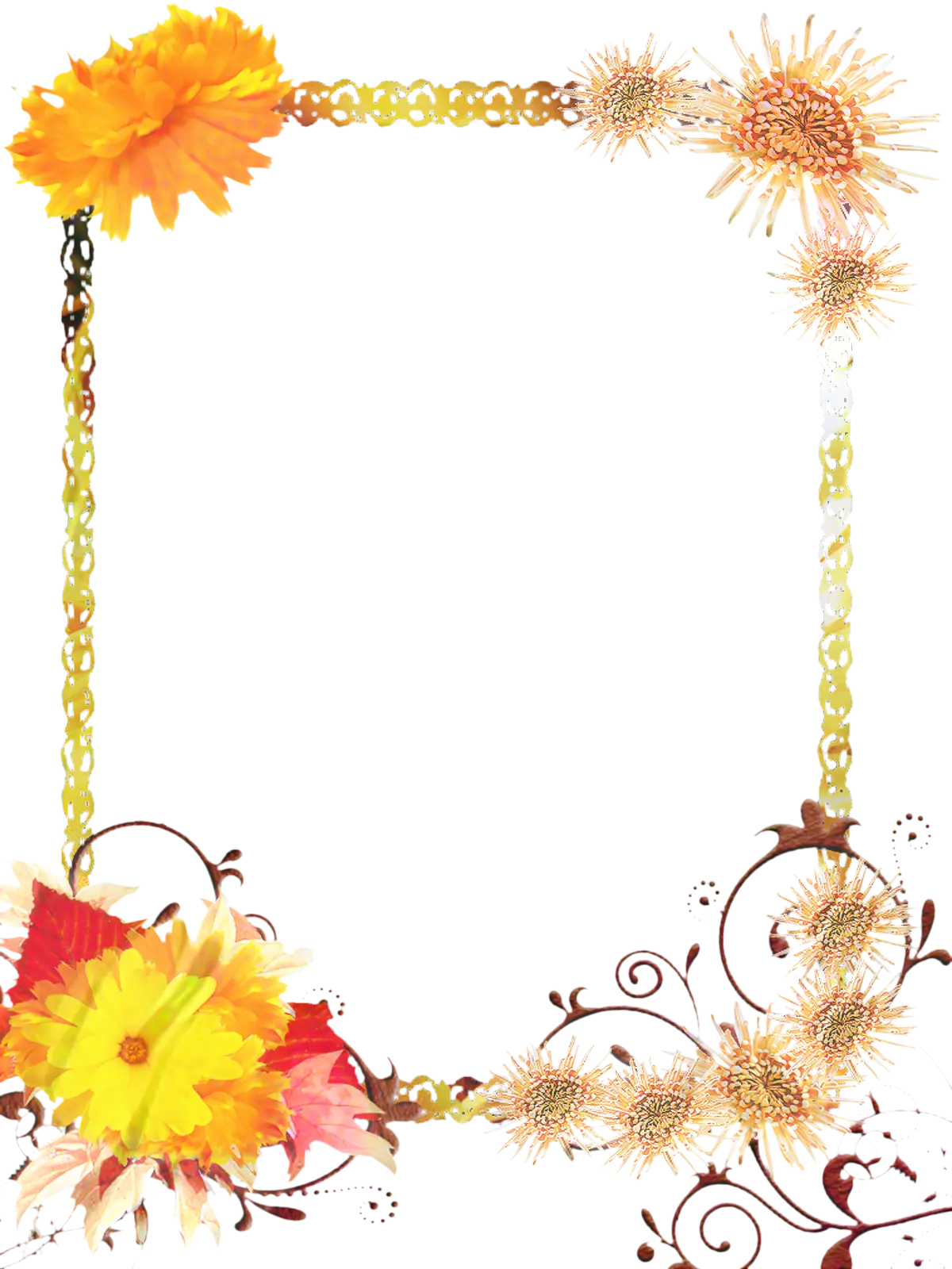 Floral Frame with Yellow and Orange Flowers