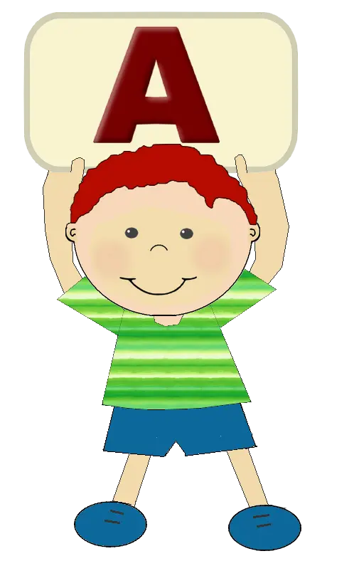 Boy Holding Letter A