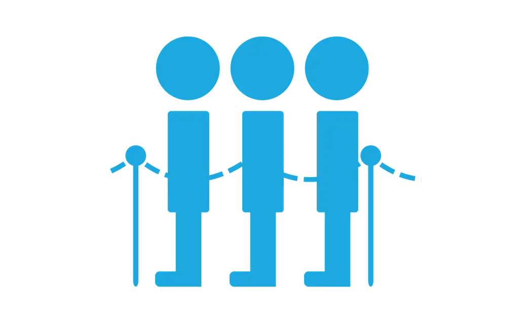 Blue People in Queue Icon Representation