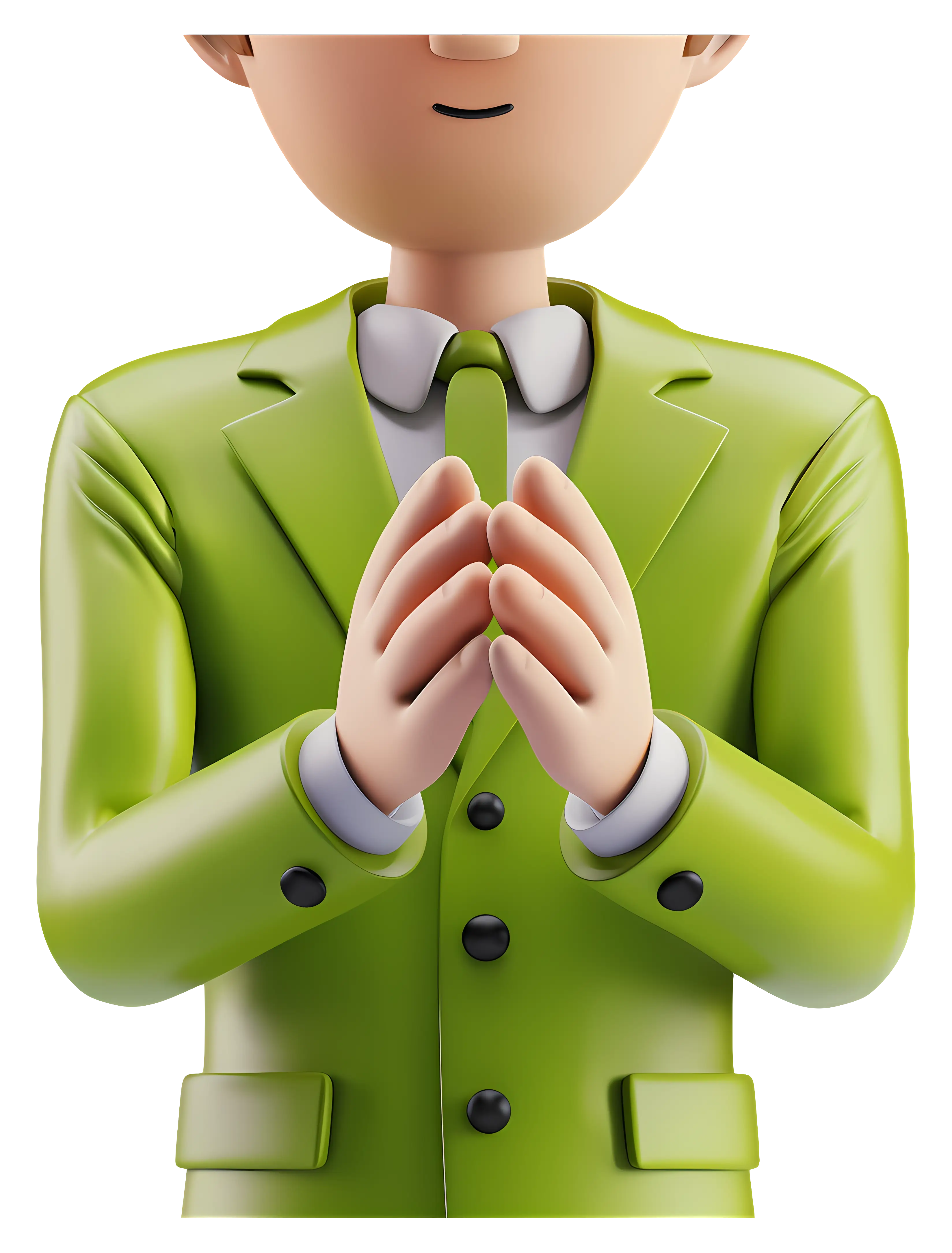 Cartoon Hands Clapping in Green Suit