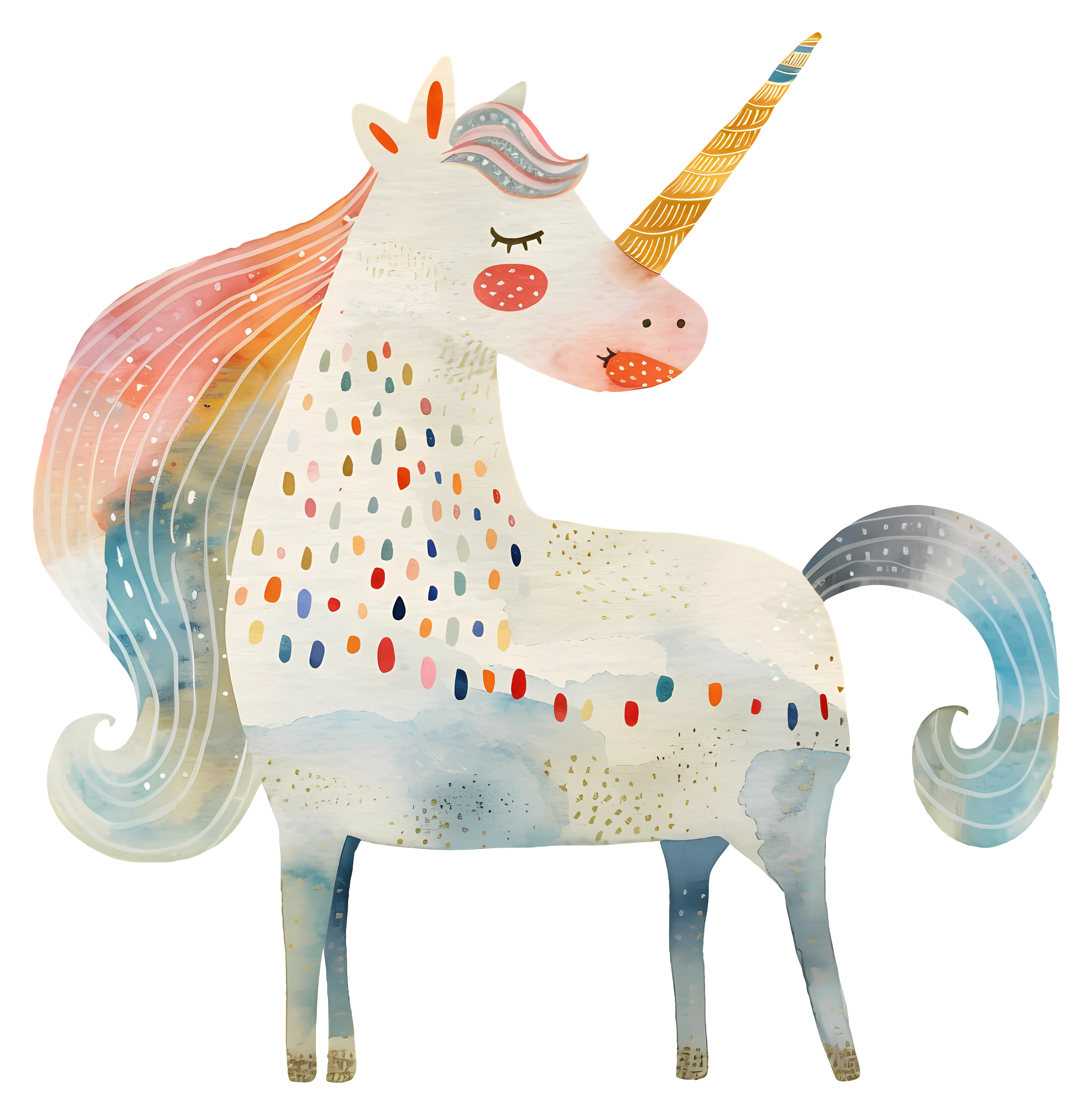 Colorful Unicorn with Rainbow Mane