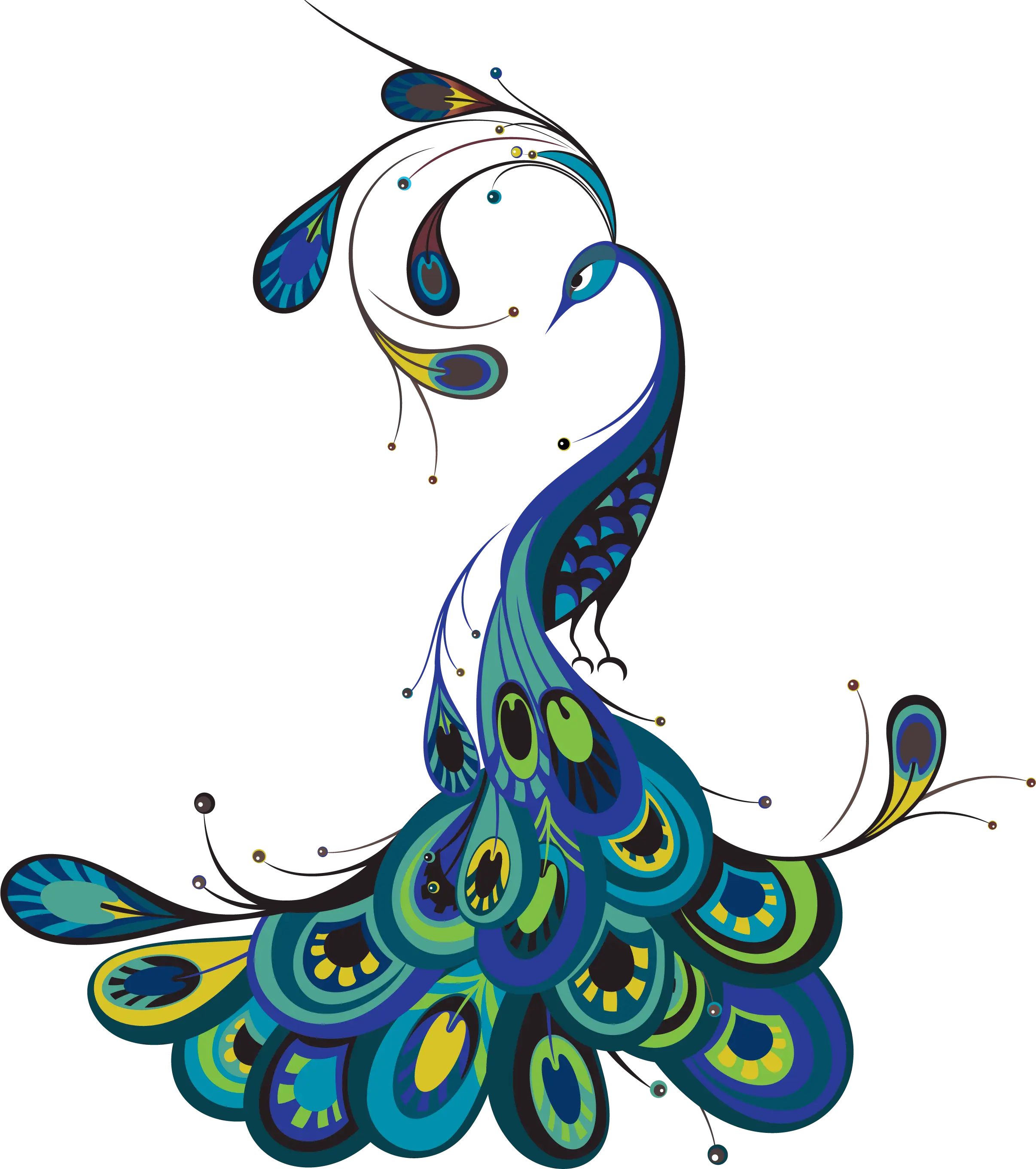 Artistic Peacock with Blue Feathers