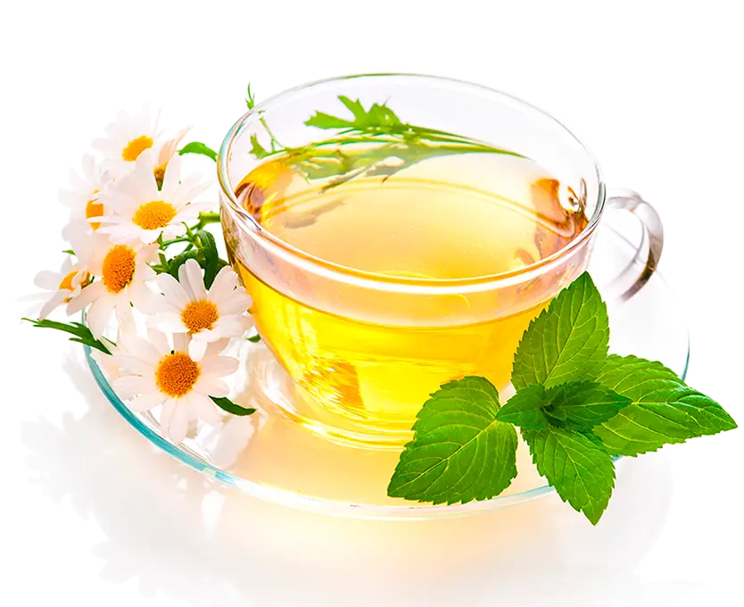 Herbal Tea with Chamomile Flowers and Mint