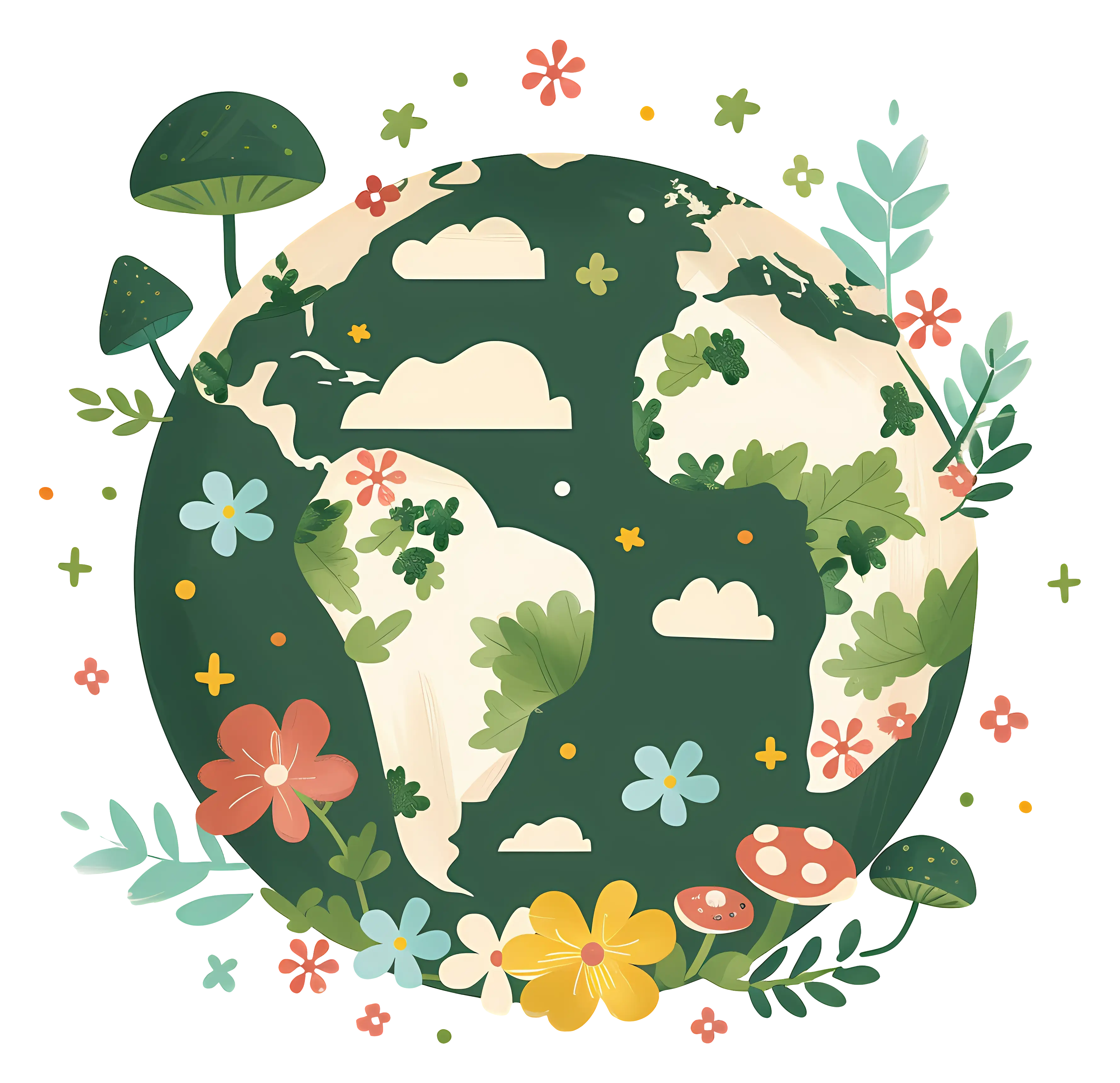 Earth with Floral and Greenery Decoration