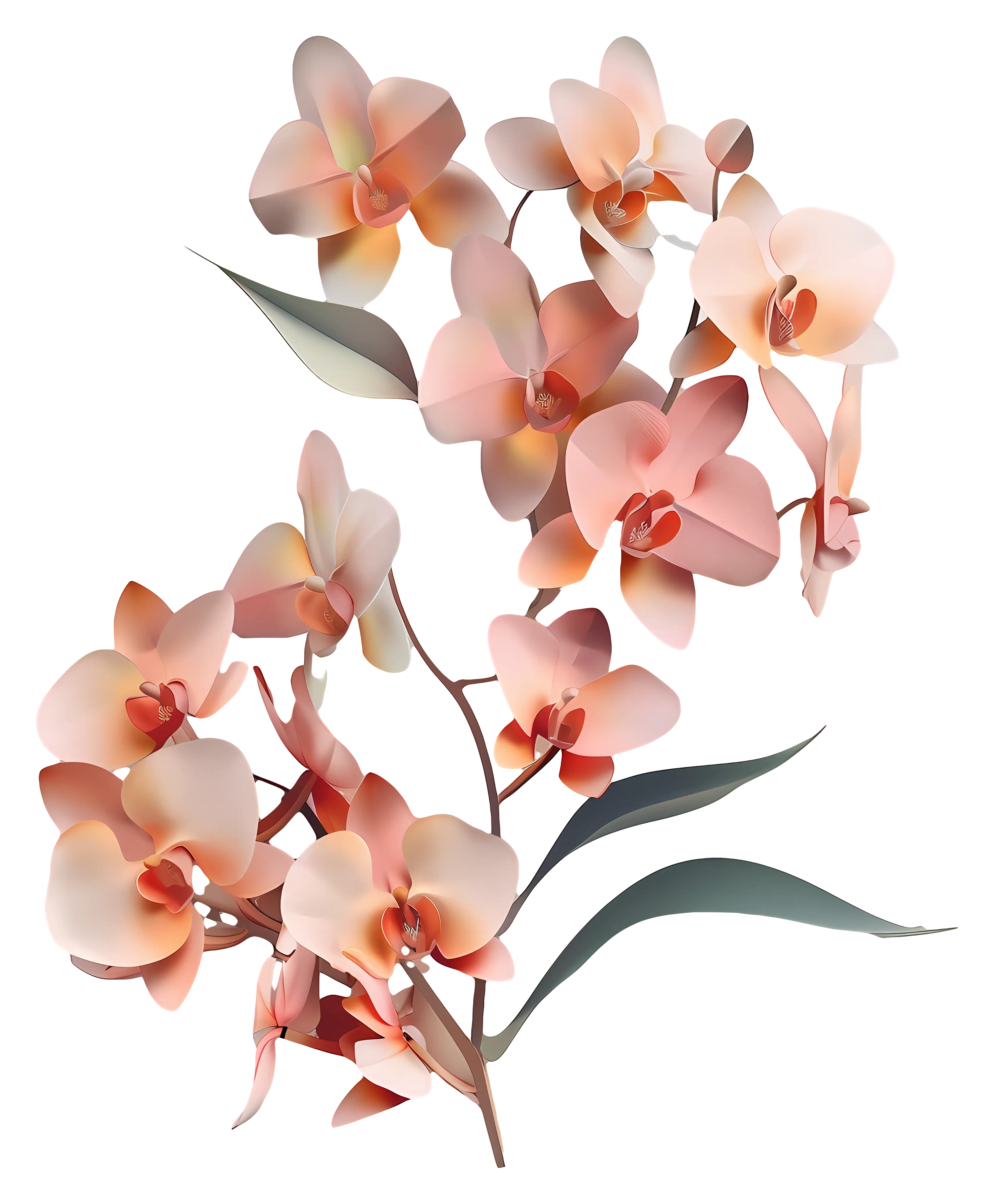 Delicate Pink Orchids Illustration