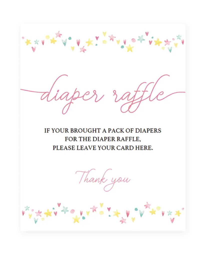 Diaper Raffle Sign for Baby Event