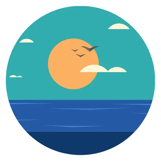 Sunset Over Ocean Minimalist Illustration