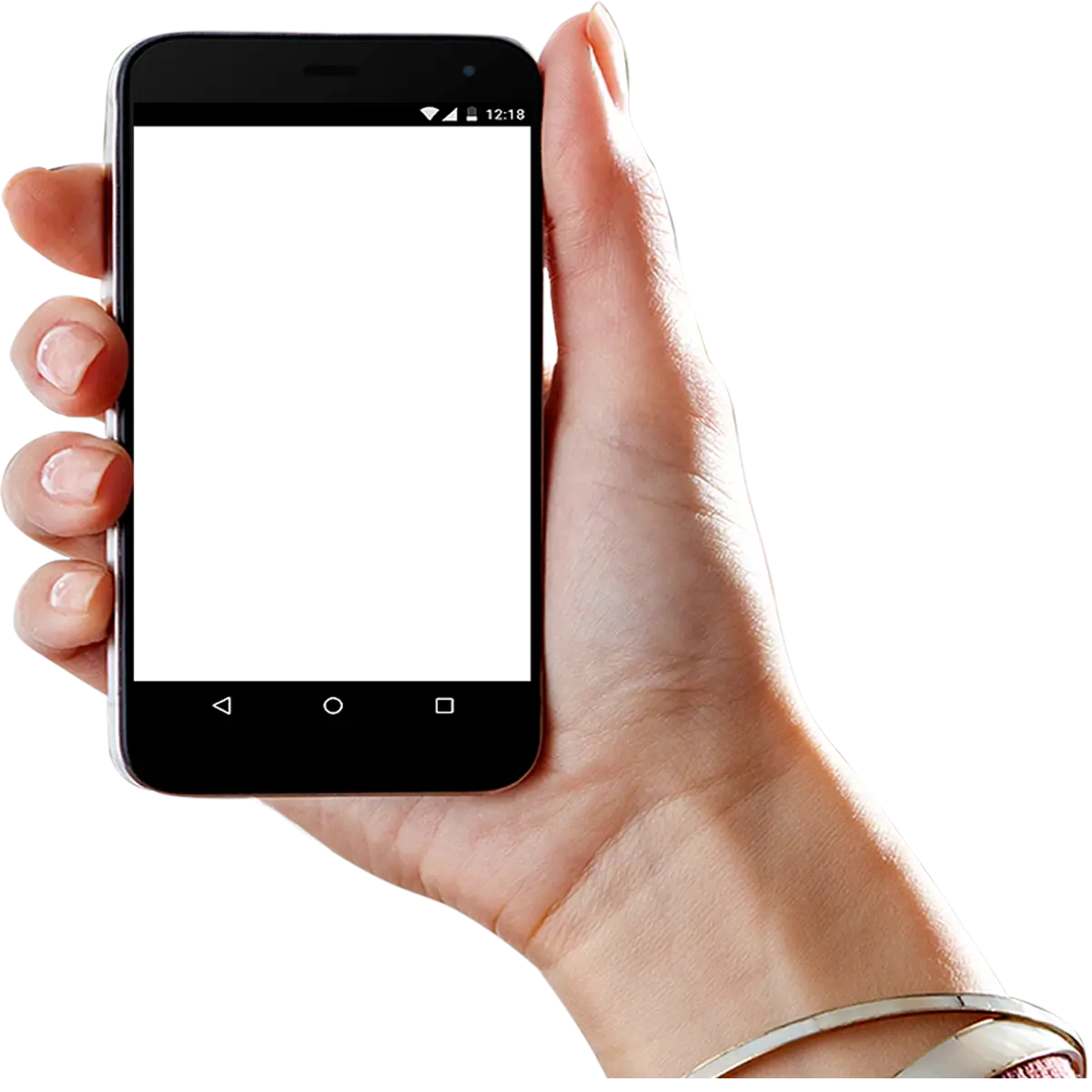 Hand Holding Smartphone with Blank Screen