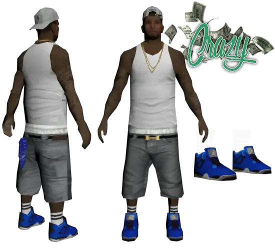 Character in Casual Outfit with Blue Shoes