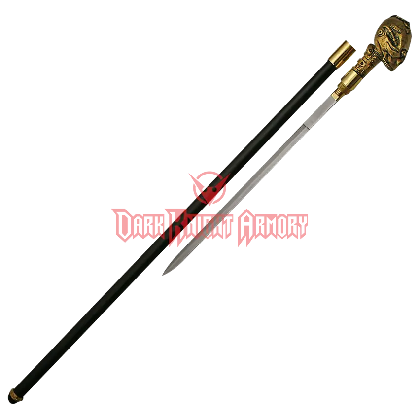 Elegant Sword Cane with Golden Handle