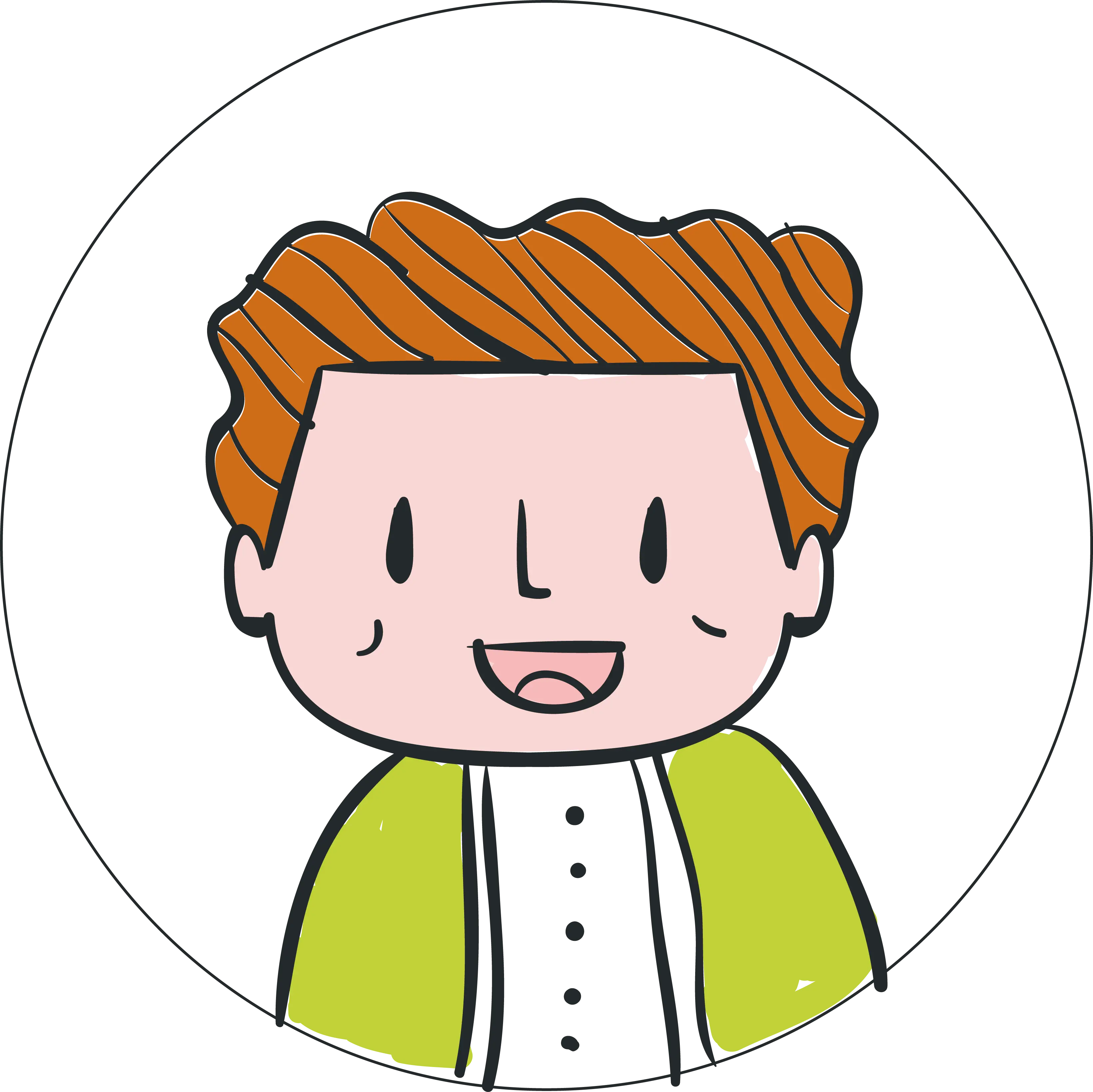 Smiling Cartoon Boy in Green Jacket