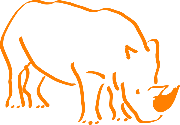 Orange Outline Rhino Illustration in Minimalist Style