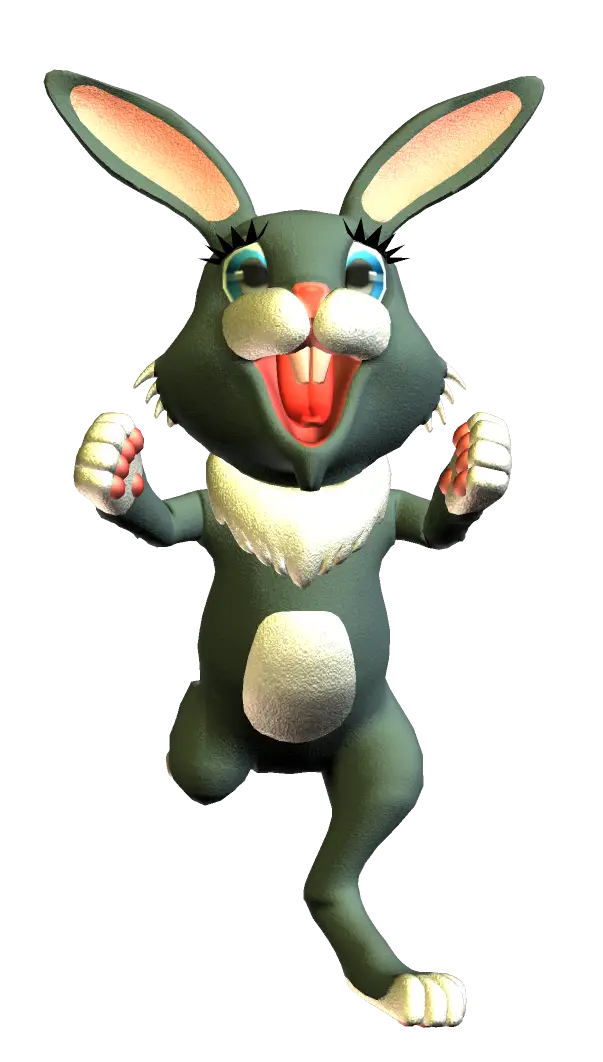 3D Cartoon Rabbit with Fun Expression