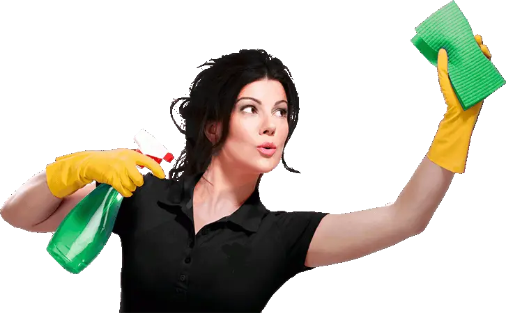 Woman Cleaning with Spray and Sponge