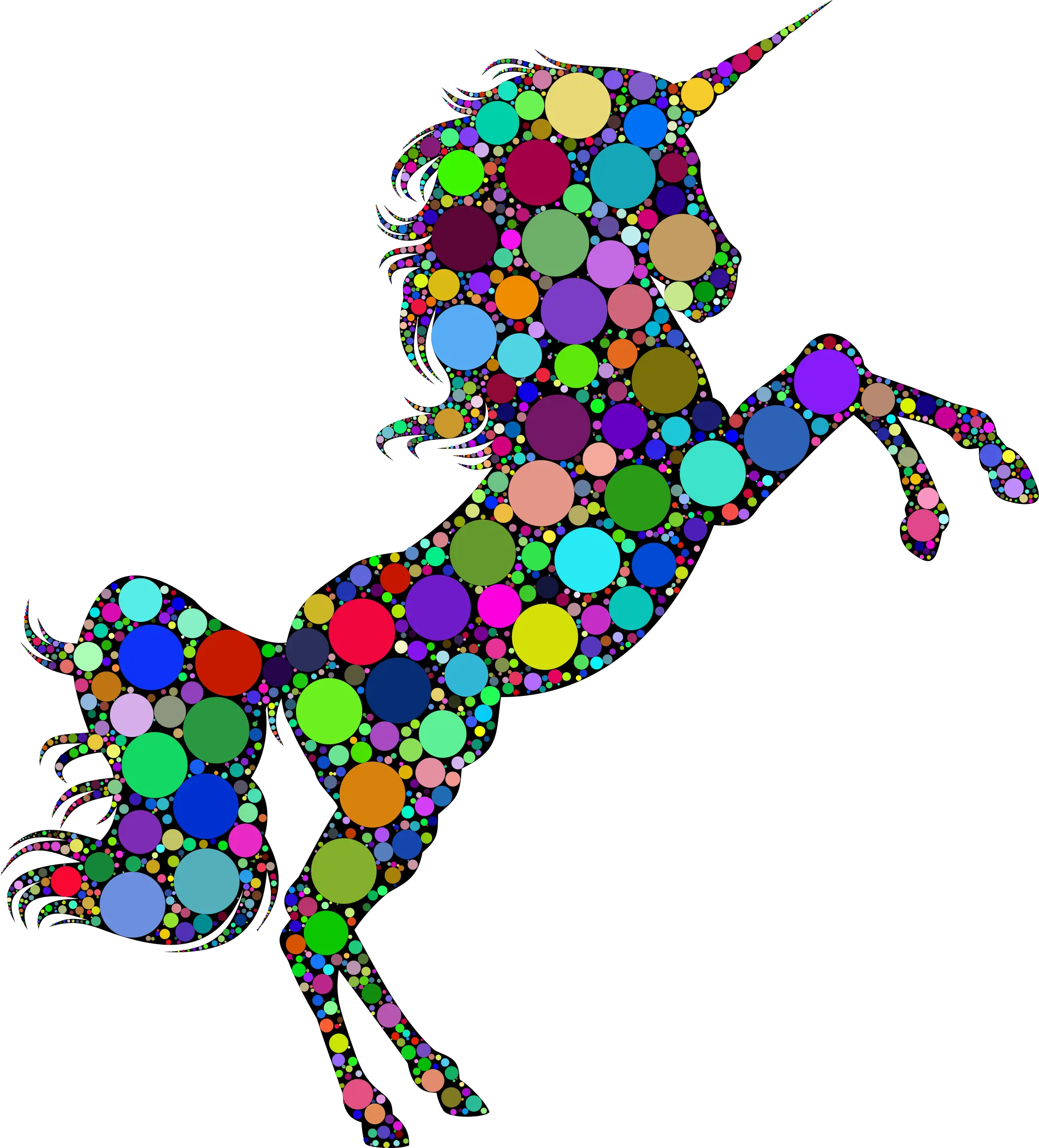 Silhouette of Colorful Unicorn with Circle Patterns