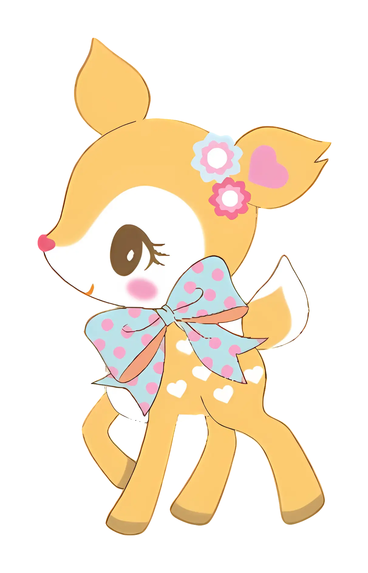 Adorable Cartoon Deer with Bow Illustration