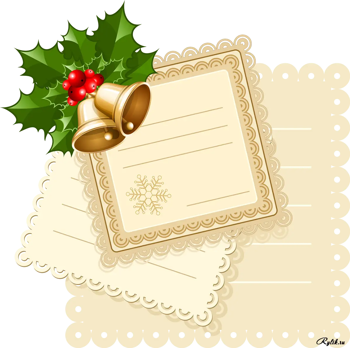 Christmas Card with Holly and Bells
