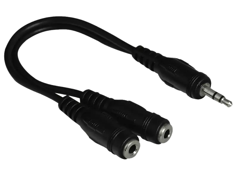 Black Audio Splitter Cable with Dual Outputs