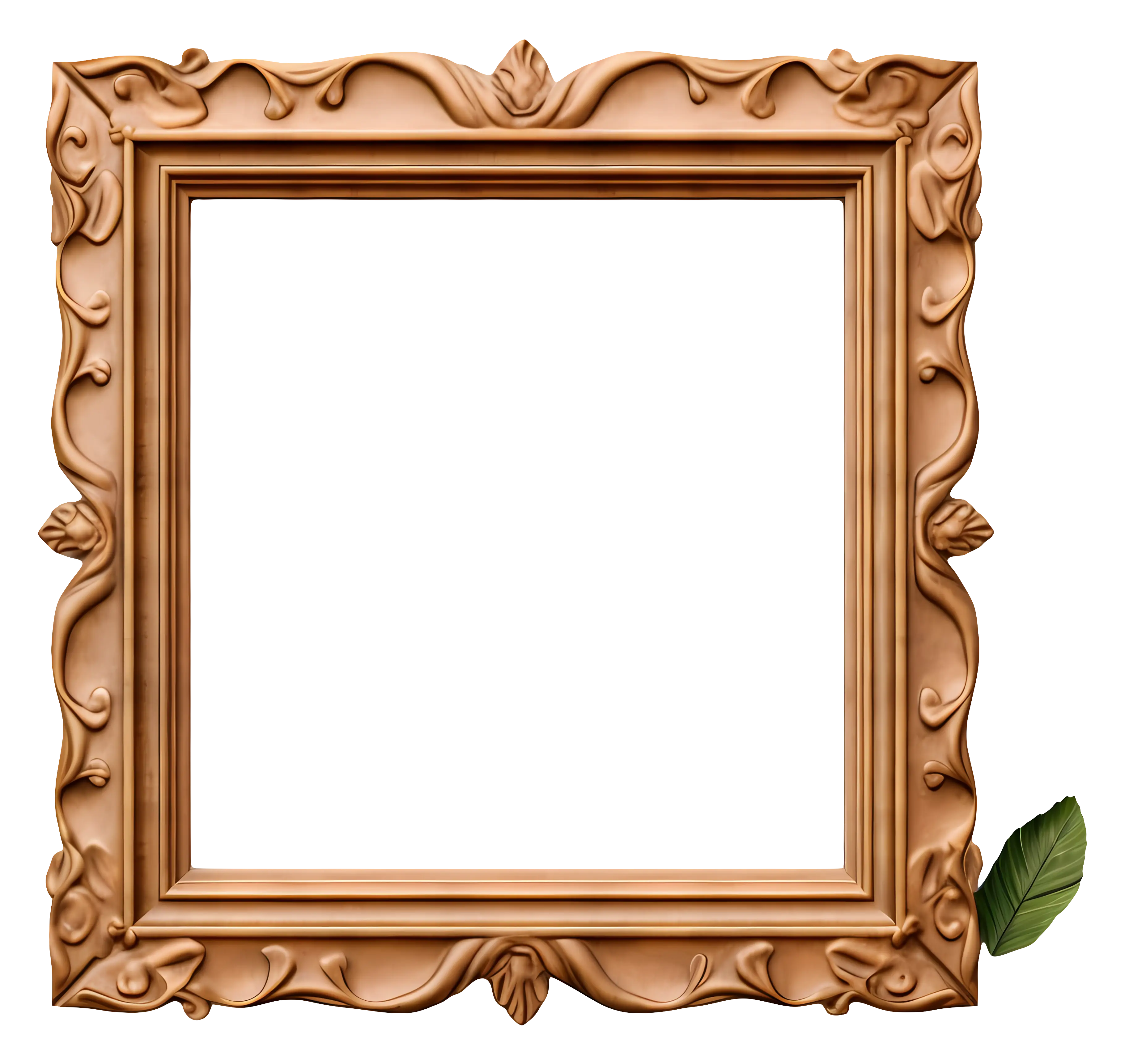 Ornate Wooden Picture Frame with Decorative Design