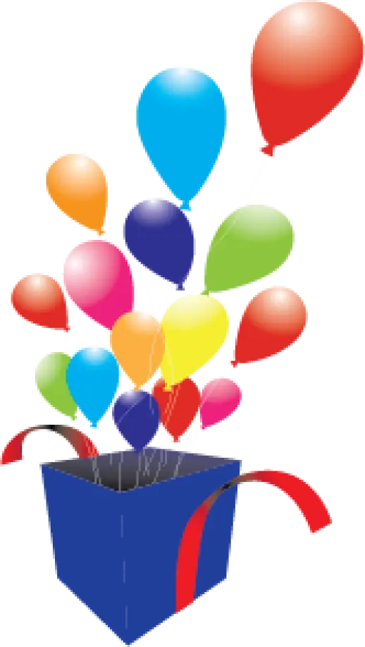 Colorful Balloons in a Box