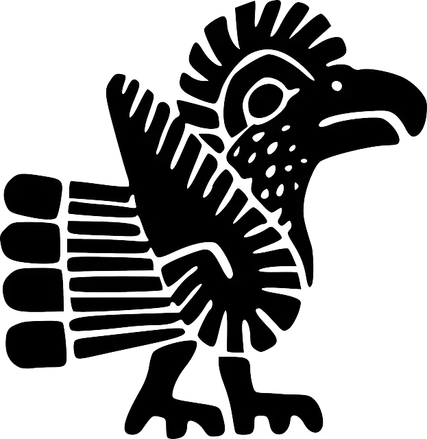 Tribal Bird Black and White Illustration