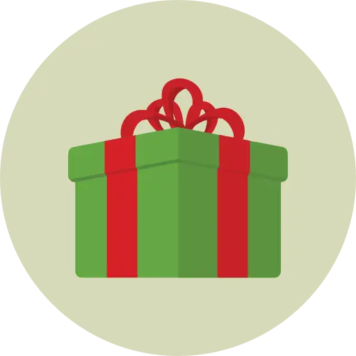 Green Gift Box with Red Ribbon for Holiday