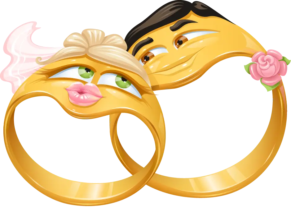 Playful Cartoon Wedding Rings with Faces