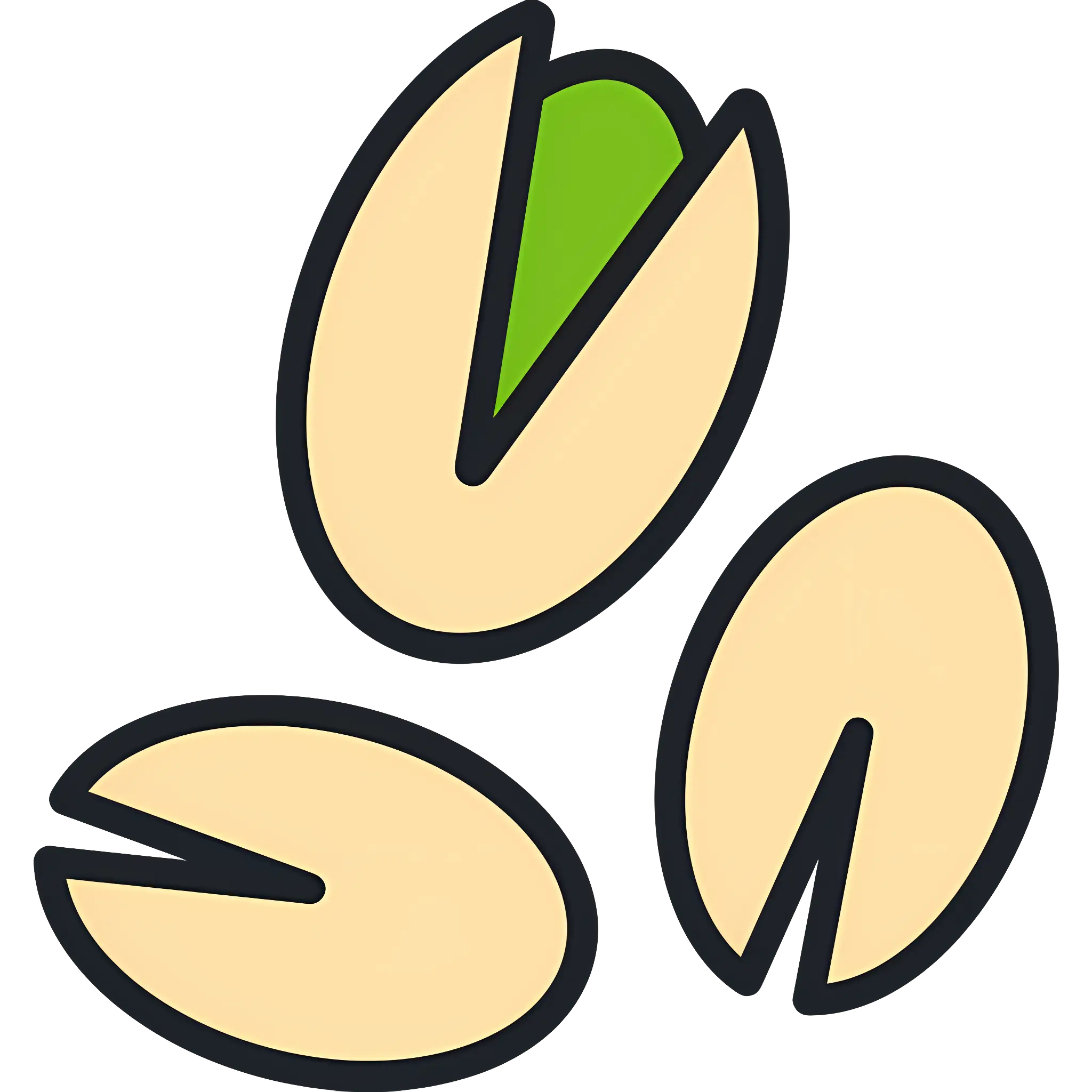 Illustration of Pistachio Nuts with Shells and Kernels