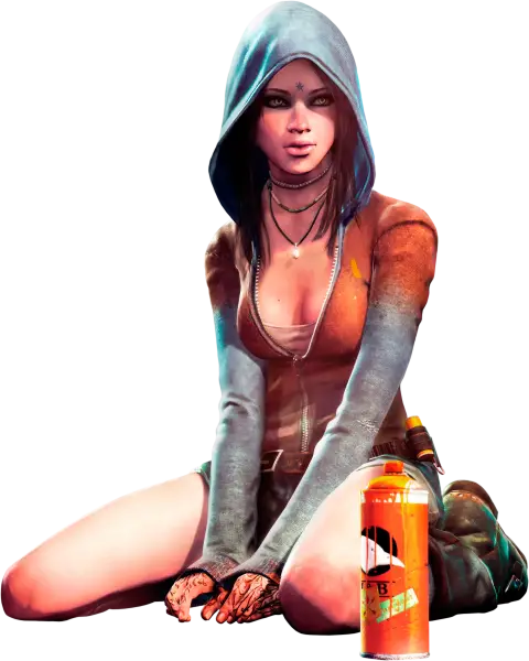 Animated Character Kneeling with Spray Can