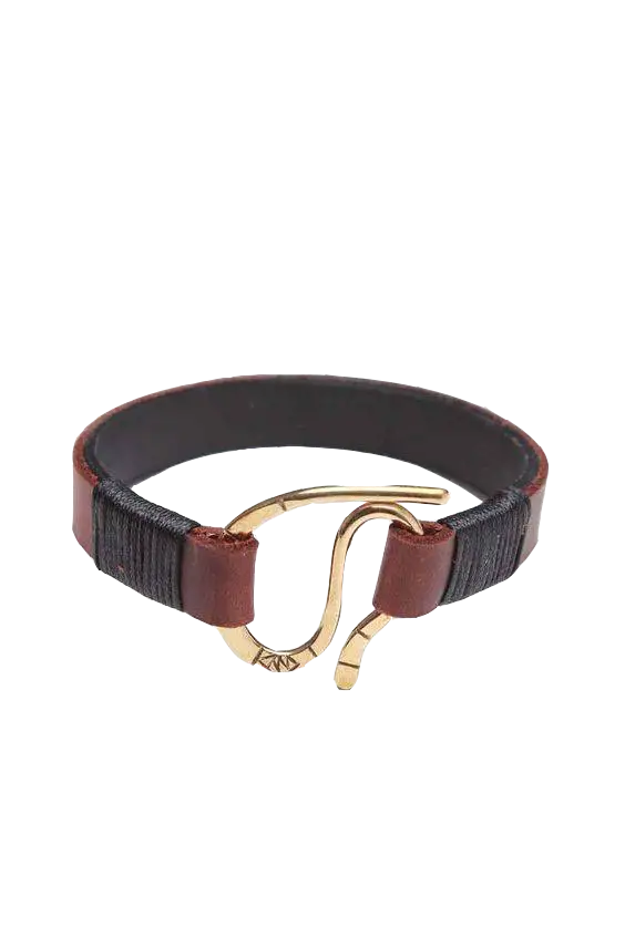 Leather Bracelet with Stylish Metal Hook Design