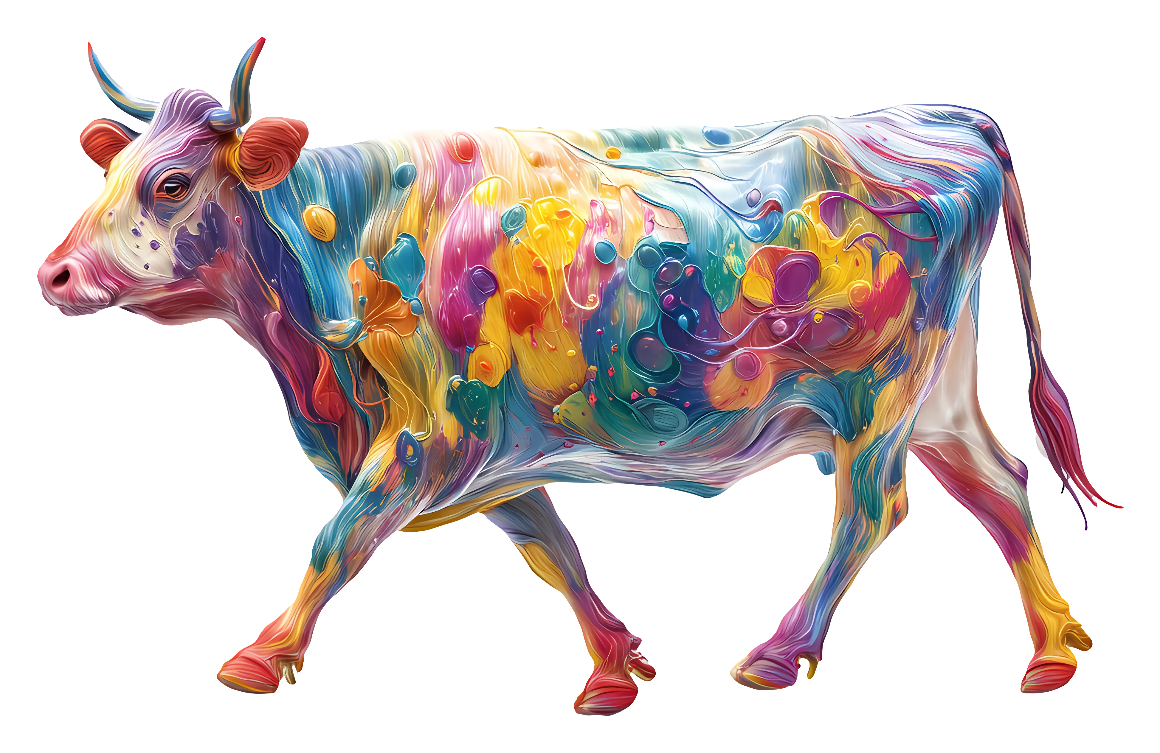 Artistic Colorful Cow