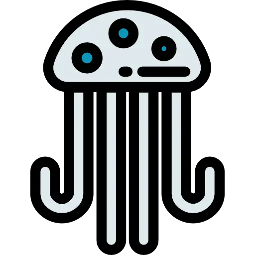Cartoon Jellyfish Icon with Blue Highlights