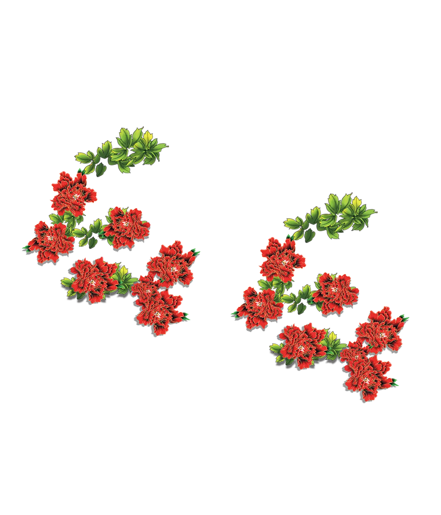 Red Flowers with Green Leaves
