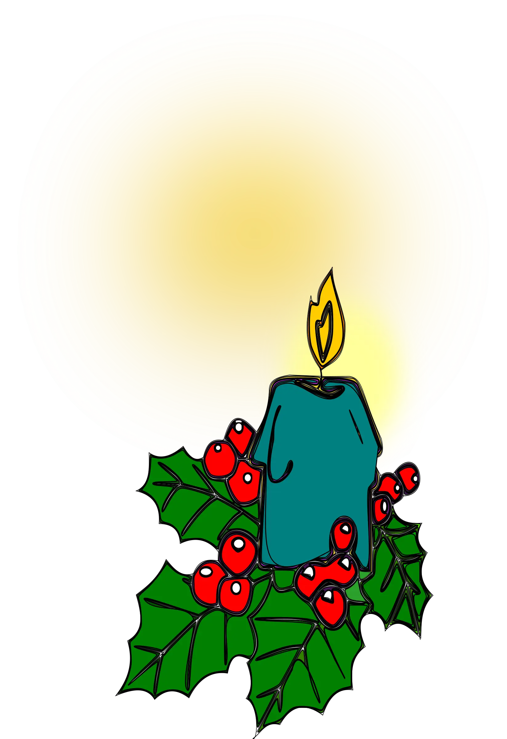 Christmas Candle with Holly Decoration