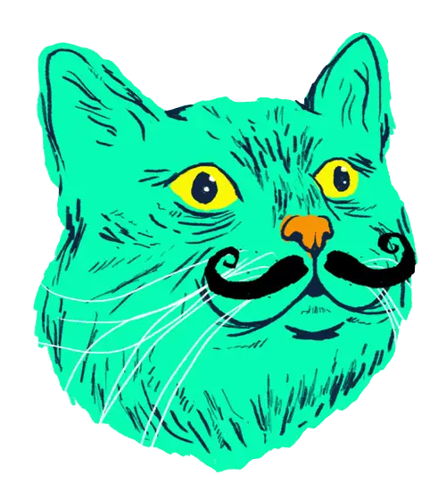 Cat with Mustache Drawing