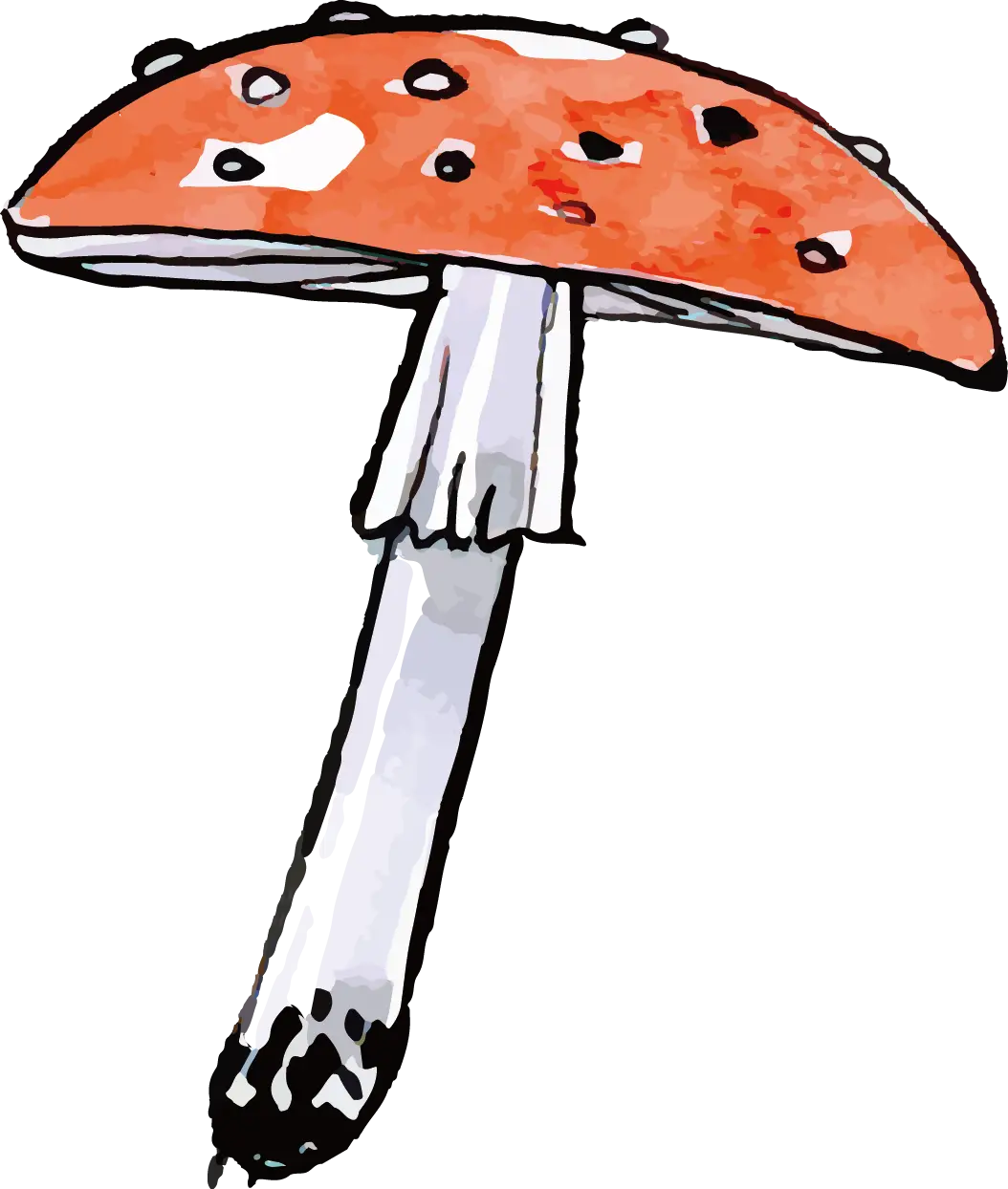 Playful Red Spotted Mushroom Illustration