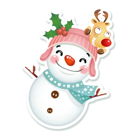 Cheerful Snowman with Reindeer Hat