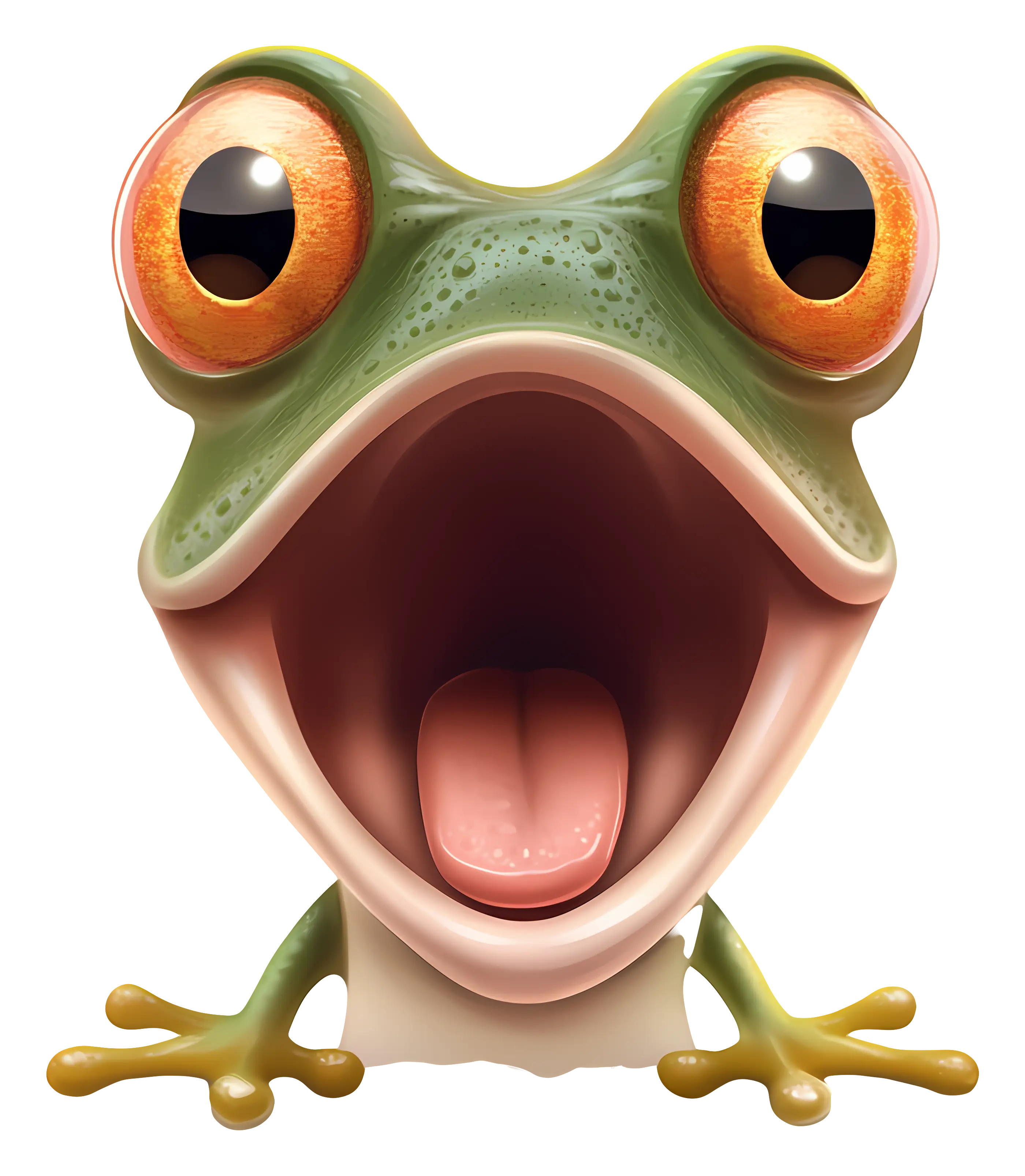 Cartoon Frog with Big Eyes and Open Mouth