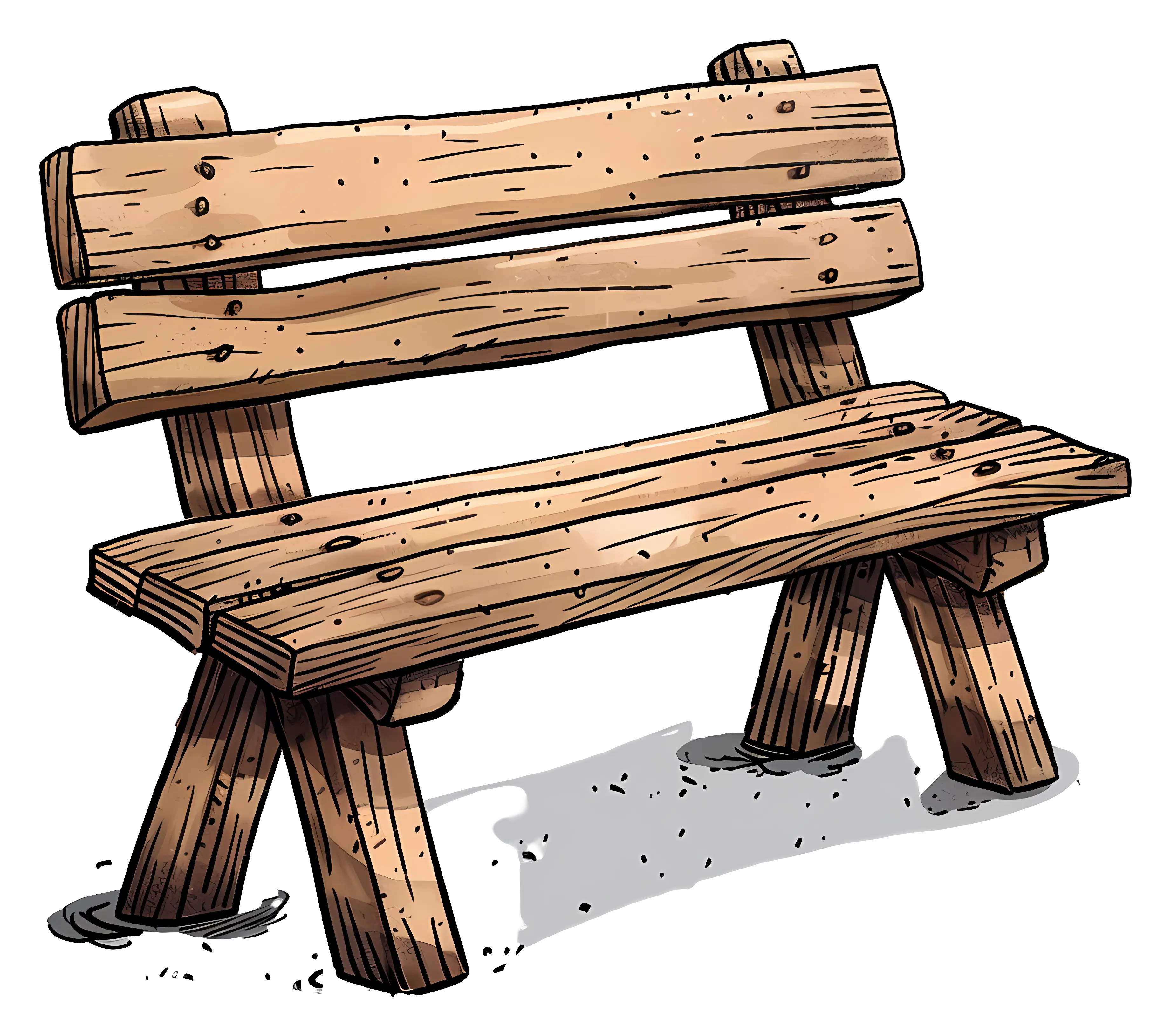Rustic Wooden Bench Illustration
