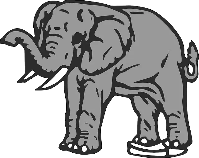 Elephant Illustration in Black and White