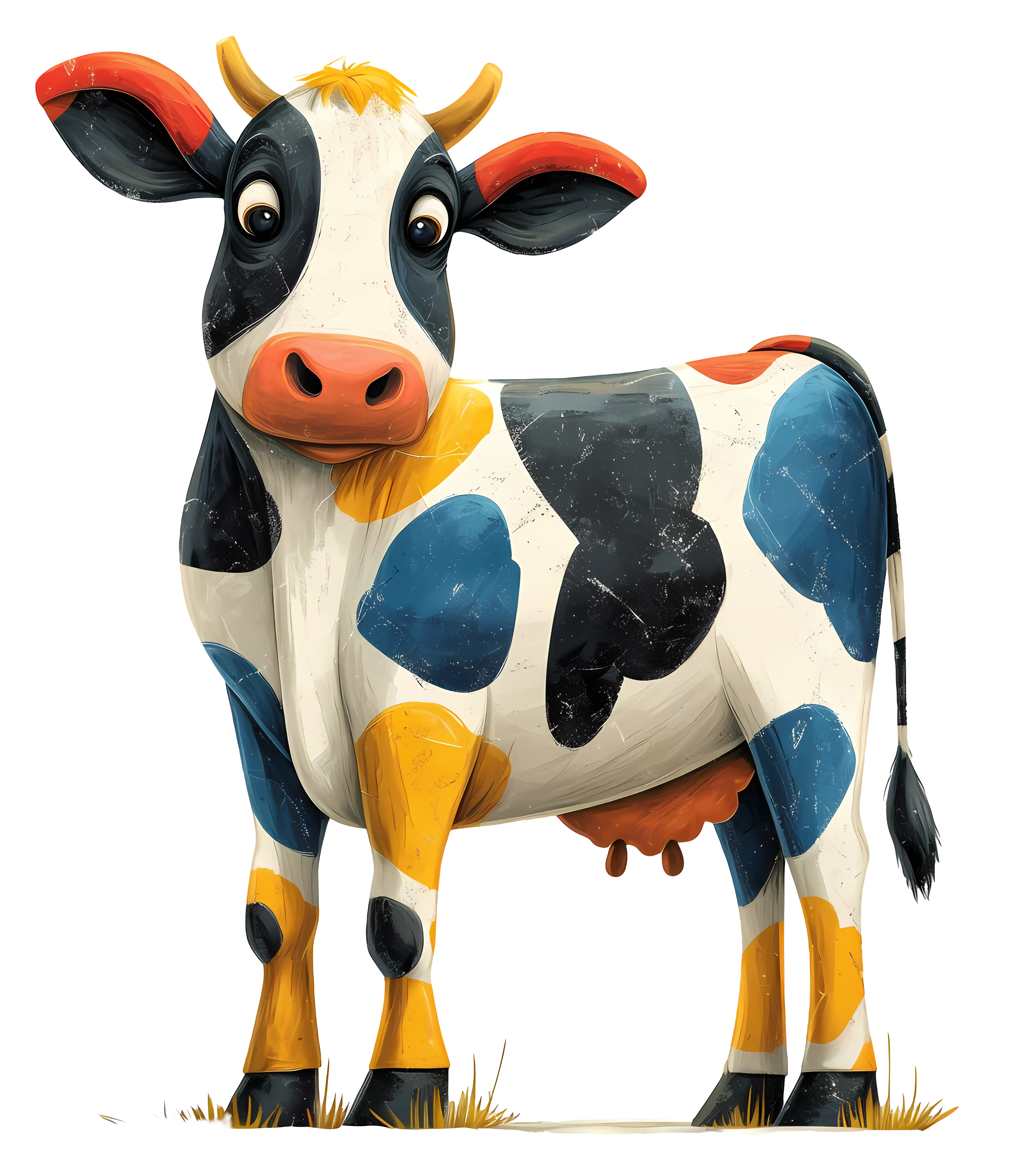 Cute Cartoon Cow with Colorful Spots