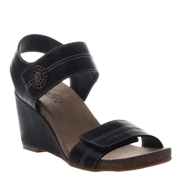 Black Wedge Sandal with Adjustable Straps