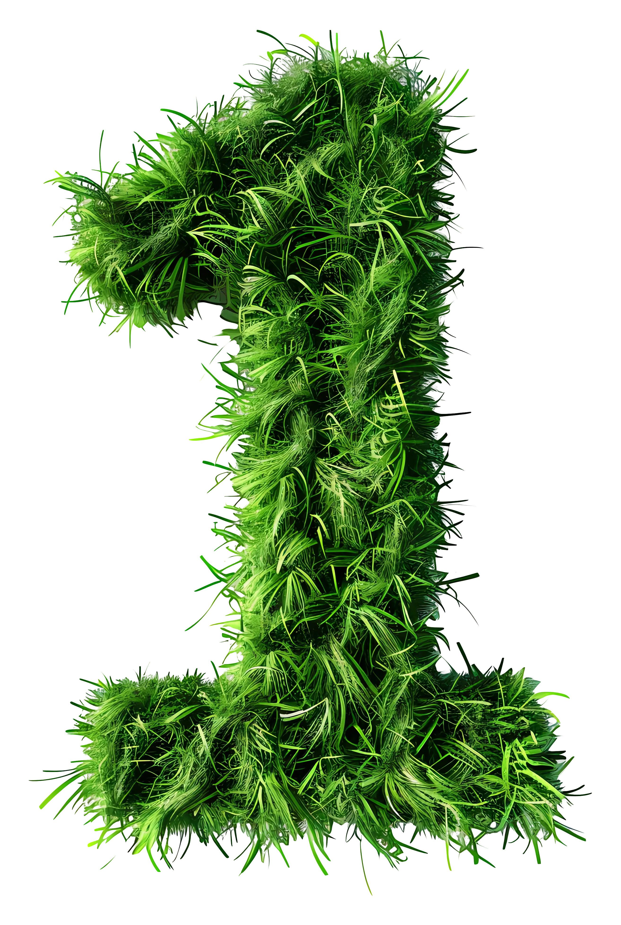 Green Number One with Grass Texture
