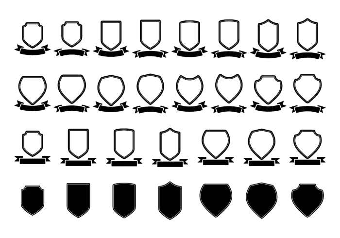 Set of Black Shields and Banners Templates