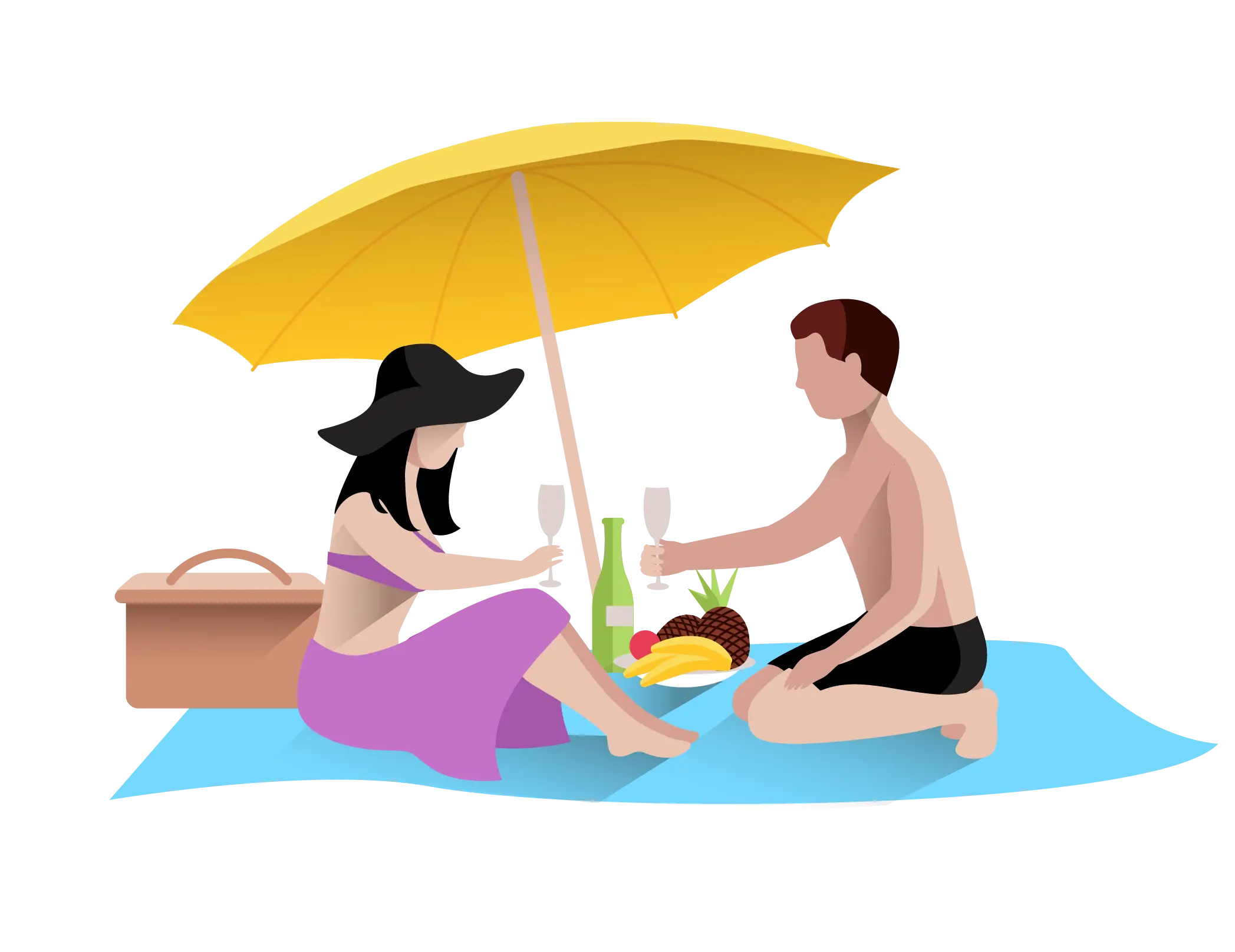 Couple Enjoying Picnic at the Beach
