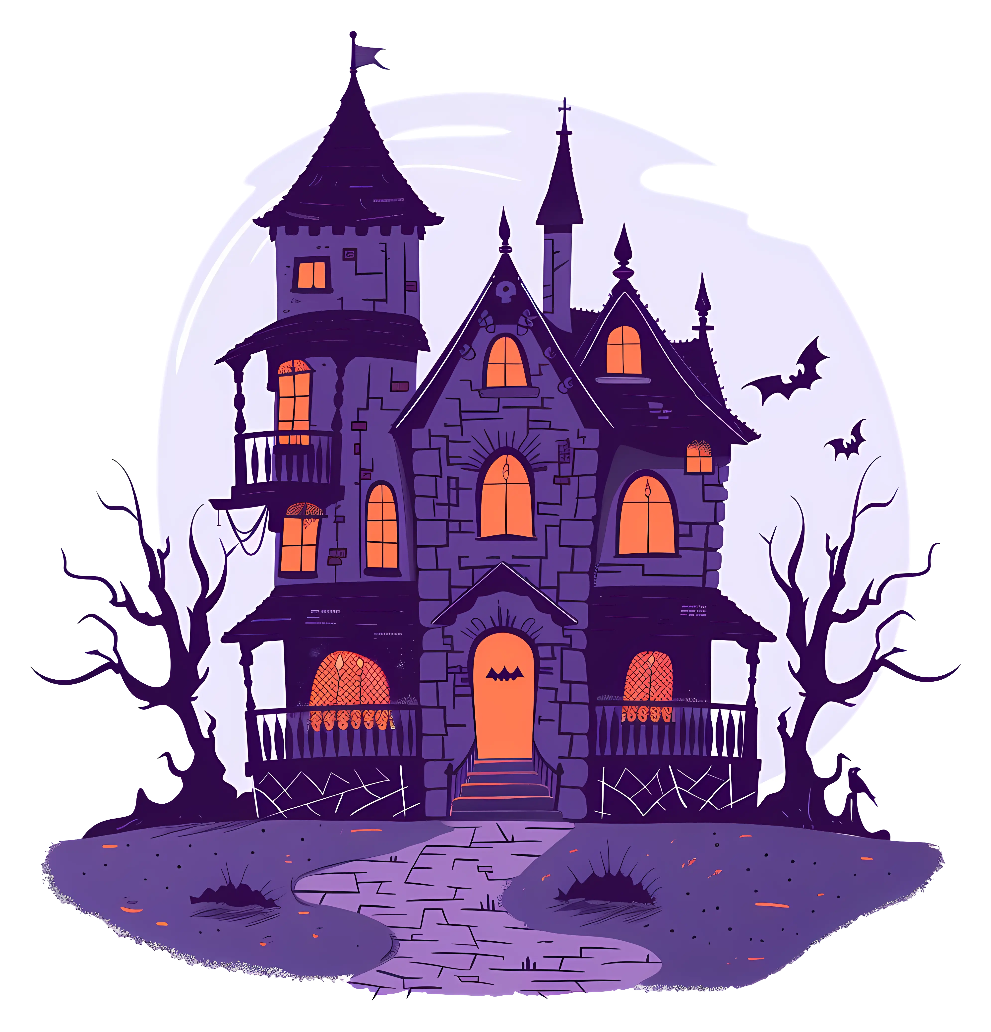 Haunted House for Halloween Illustration