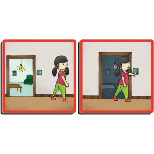 Illustration of Girl Turning Off Light