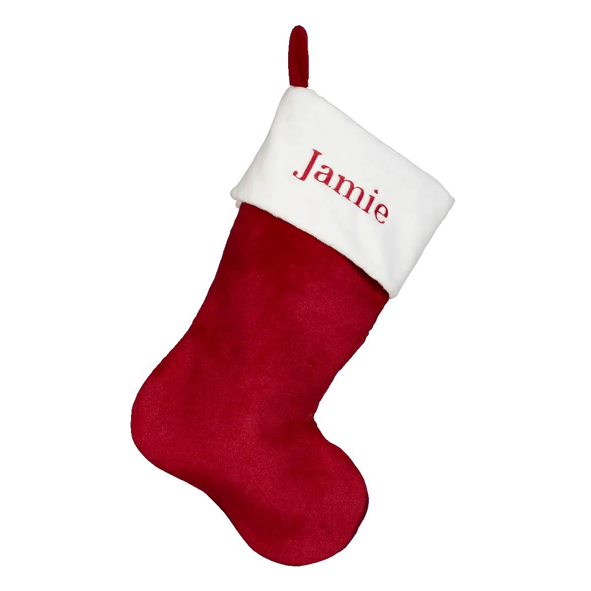 Red Christmas Stocking with Name Jamie